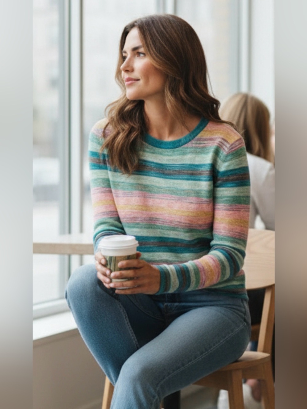 Margaret O'Leary Multicolor Striped Long-Sleeve Lightweight Sweater